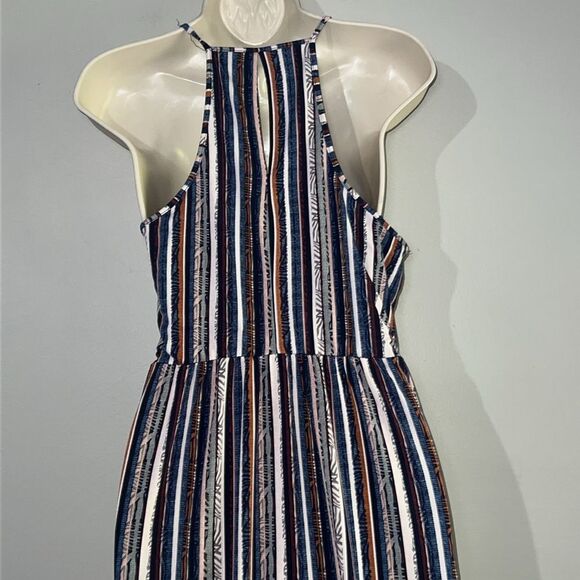 BCBGeneration Womens Striped Midi Dress Halter Slit Blue Stripe size Small - Picture 7 of 9